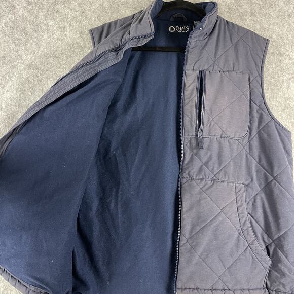 Chaps Ralph Lauren Quilted Vest Mens Large Blue US Flag Full Zip Faded Patriotic - Picture 5 of 12